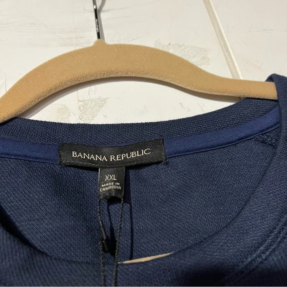 Banana Republic Crewneck Waffle Knit Navy Blue Size XXL NWT